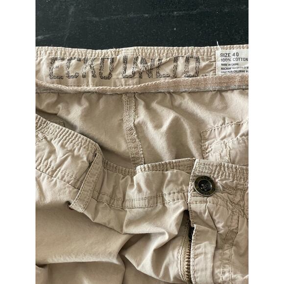 Ecko Unltd khaki cargo shorts 100% cotton mens 40 - Picture 9 of 10
